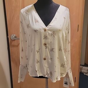 NWT Something Navy ivory blouse sz small